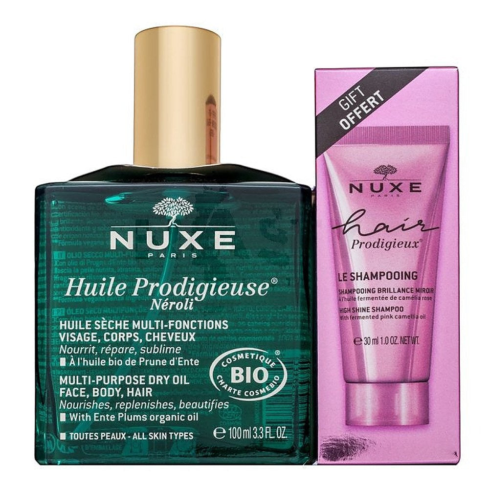 Nuxe Prodigieux® Organic Neroli Oil 100ml + Prodigiosi® Hiusshampoo 30ml