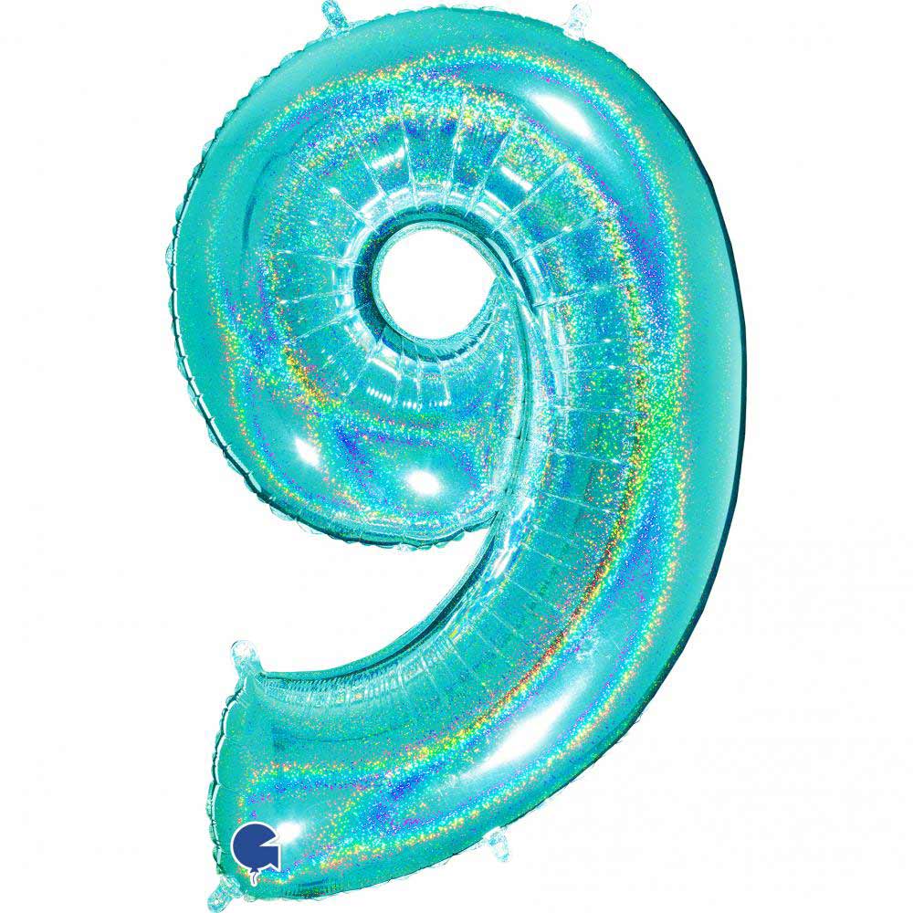 Isot numerofoliopallot, Turkoosi-hologrammi, 100cm-9