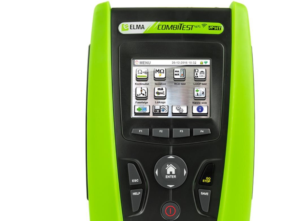 ELMA INSTRUMENTS Combitest 425 leveres inkl. taske, prøveledninger, næb, vejledning, dansk software. Opfylder IEC 61010-1 KAT III.