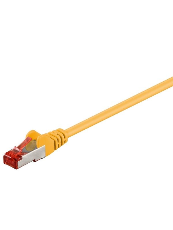 Goobay Patchkabel CAT 6, S/FTP (PiMF), gul, 0,15 m kopparledare (CU), halogenfri kabelhölje (LSZH)