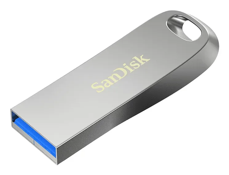 SanDisk Ultra Luxe, 256 GB, USB A-tyyppi, 3.2 Gen 1 (3.1 Gen 1), 150 MB/s, Ilman suojusta, Hopea