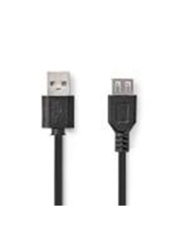 Nedis USB kaapeli | USB 2.0 | USB-A Uros | USB-A Naaras | 480 Mbps | Niklattu | 0.20 m | Pyöreä | PVC | Musta | Laatikko