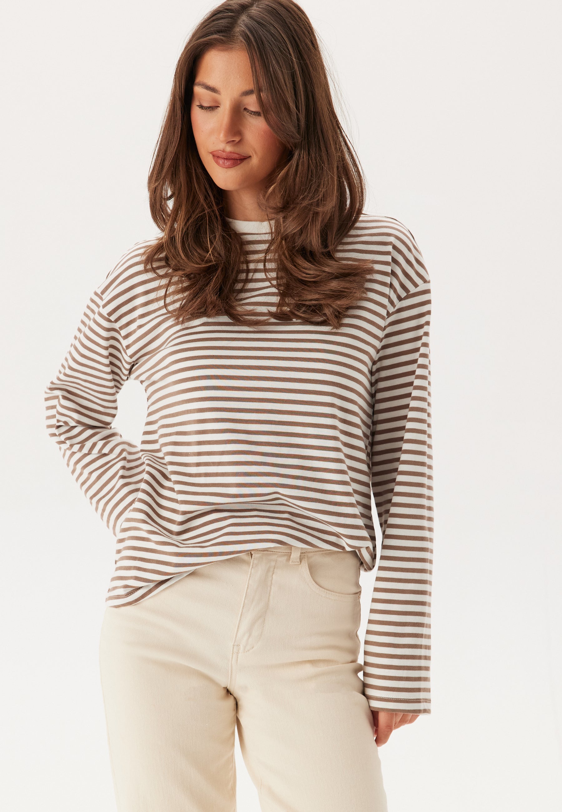 PIECES Paita 'PCSadie' beige / valkoinen