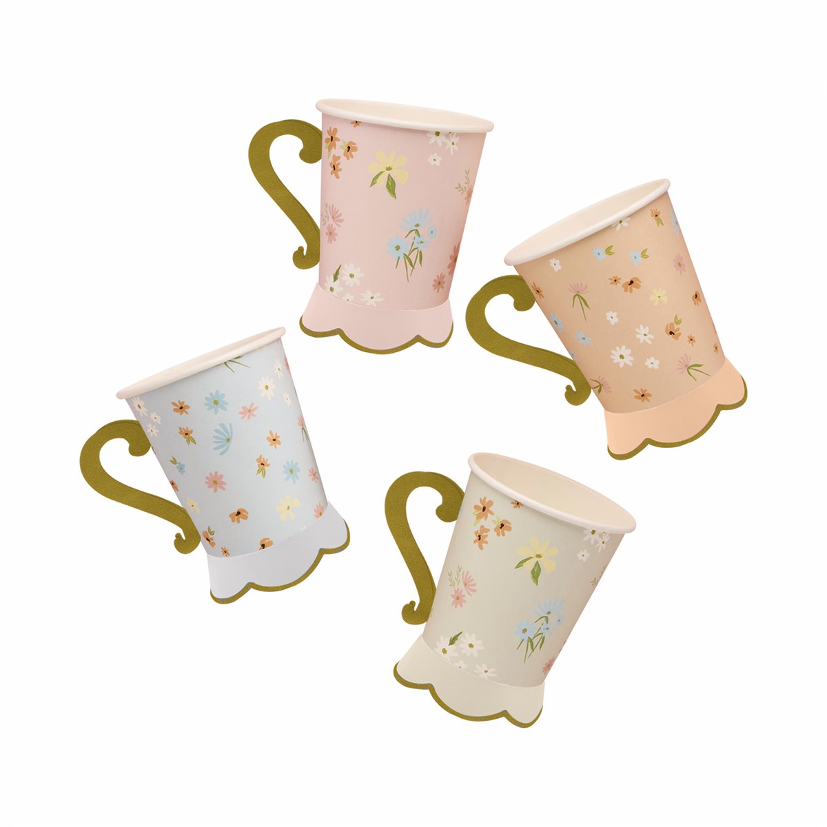 Pahvimukit - Pastelliset kukat, 8 kpl