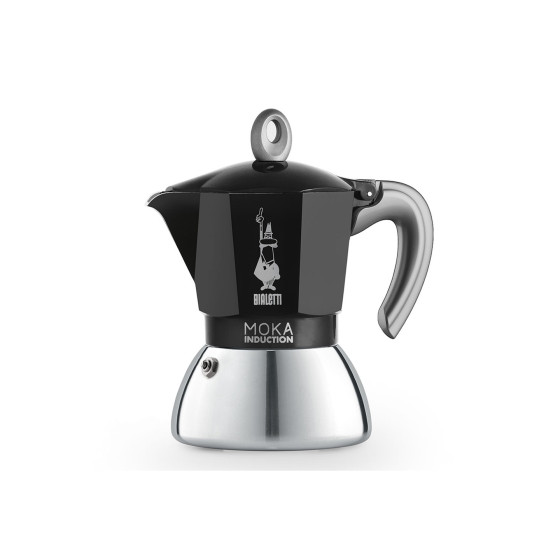 Bialetti Moka Induction, Mokkapannu, 0,9 L, Musta, Alumiini, 4 kuppia, Polypropeeni (PP)