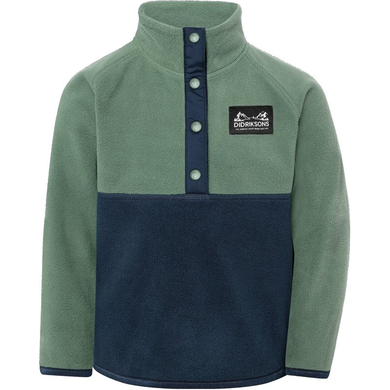 Didriksons Monte Kids' Half Button Dark Moss - 90