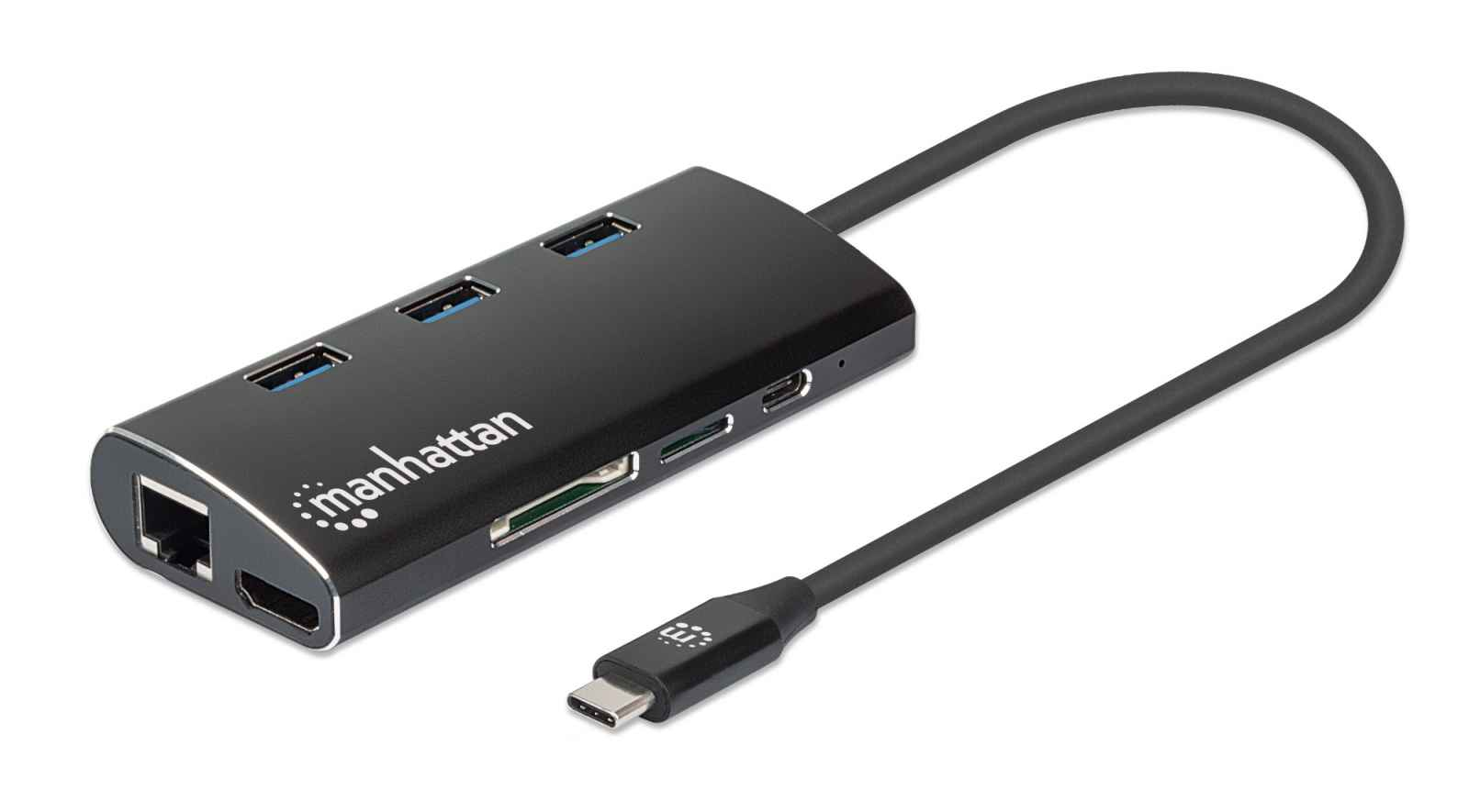 Manhattan 152440, USB Type-C, 100 W, Sort, MicroSD (TransFlash), SD, Alumiini, CE, FCC, RoHS2, WEEE