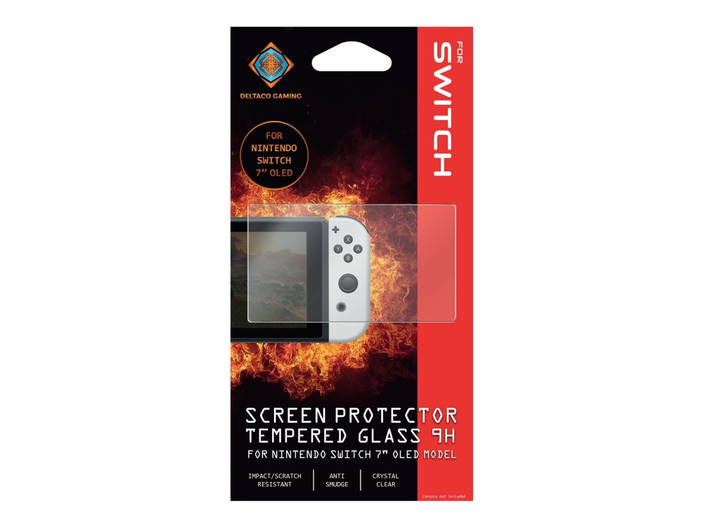 Deltaco Gaming GAM-151 -näytönsuoja Nintendo Switch OLED 7" -laitteelle, karkaistu lasi, 0,33 mm, 9H, läpinäkyvä