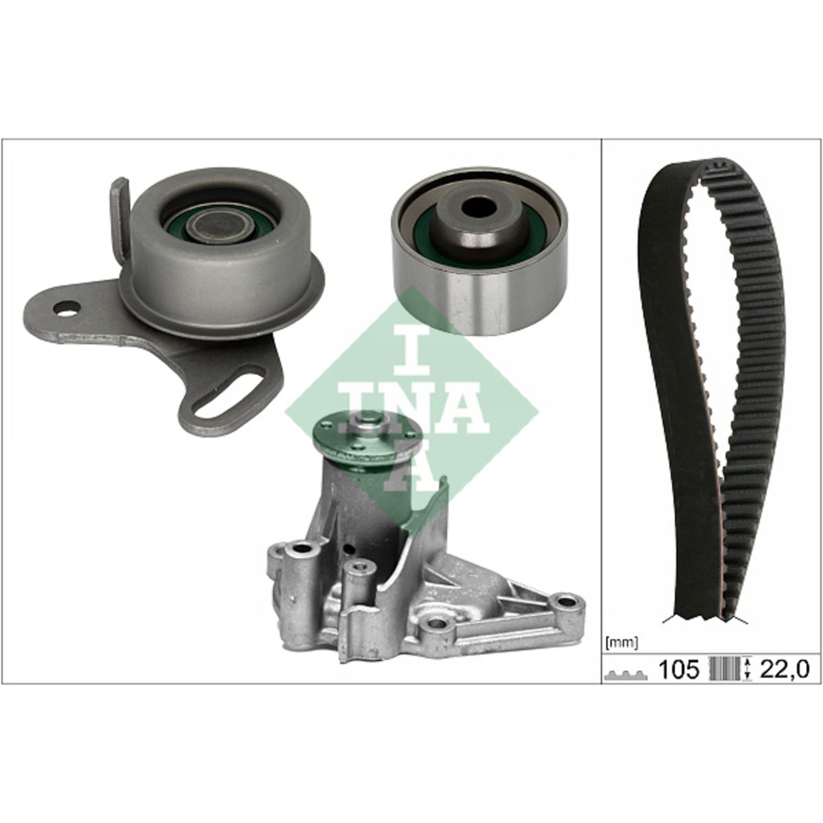 Vesipumppu + jakohihnasarja INA 530 0427 31