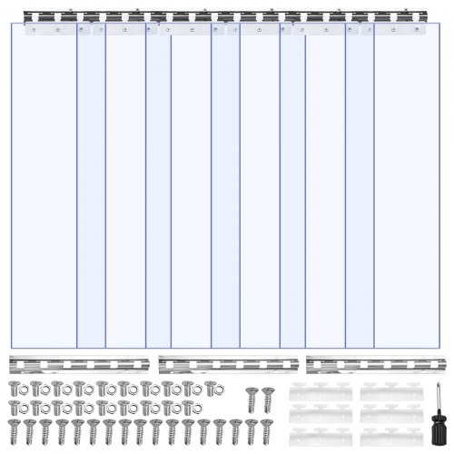 VEVOR Clear PVC Strip Curtain, 2.1 m Height x 0.96 m Width x 2 mm Thickness, 6 PCS Walk in Freezer Cooler Curtain Strips, Thermal Insulating Plastic Door Strips for Warehouse, Freezer, Garage Doors