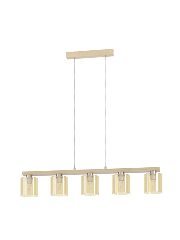 Castralvo riippuvalaisin, pituus 115 cm, puu/kamari, 5-valo, lasi