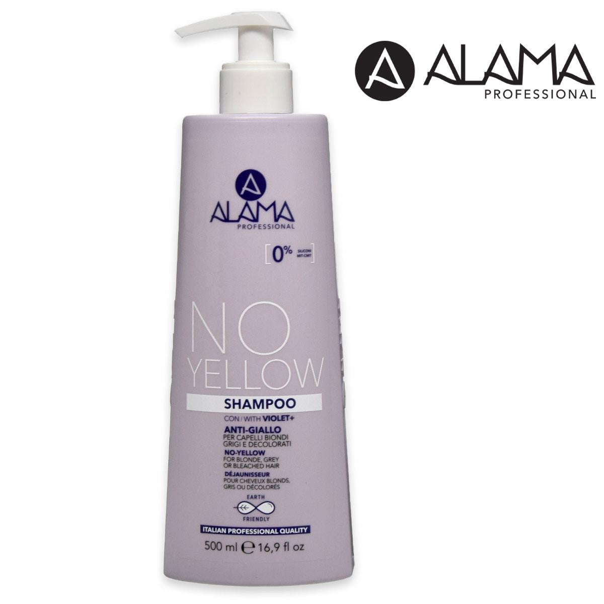 Alama No Yellow Shampoo Antikeltainen Blondille Hiuksille Violetilla 500 ml