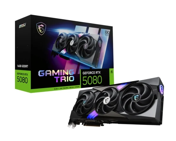 MSI GeForce RTX 5080 GAMING TRIO OC - 16GB GDDR7 RAM - Näytönohjaimet