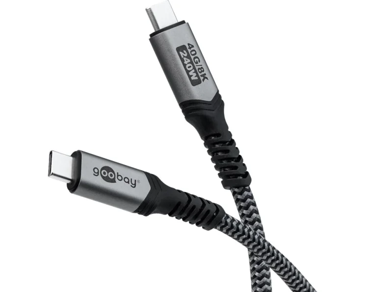 USB-C™-kaapeli, USB4™, 0,5 m, musta harmaa