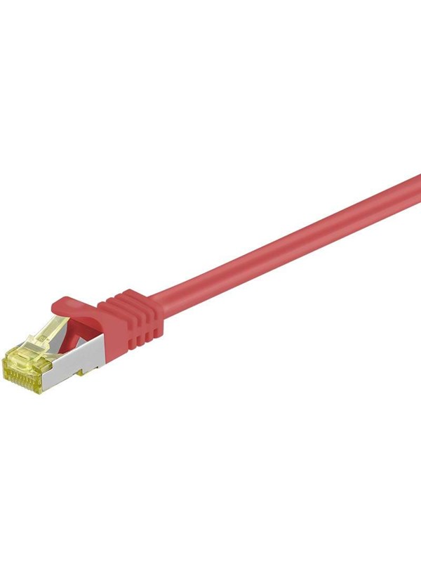 Goobay RJ45 patchkabel S/FTP (PiMF), 500 MHz, med CAT 7 råkabel, röd, 5 m LSZH halogenfri kabelhölje, koppar, RJ45-kontakt (CAT 6A)