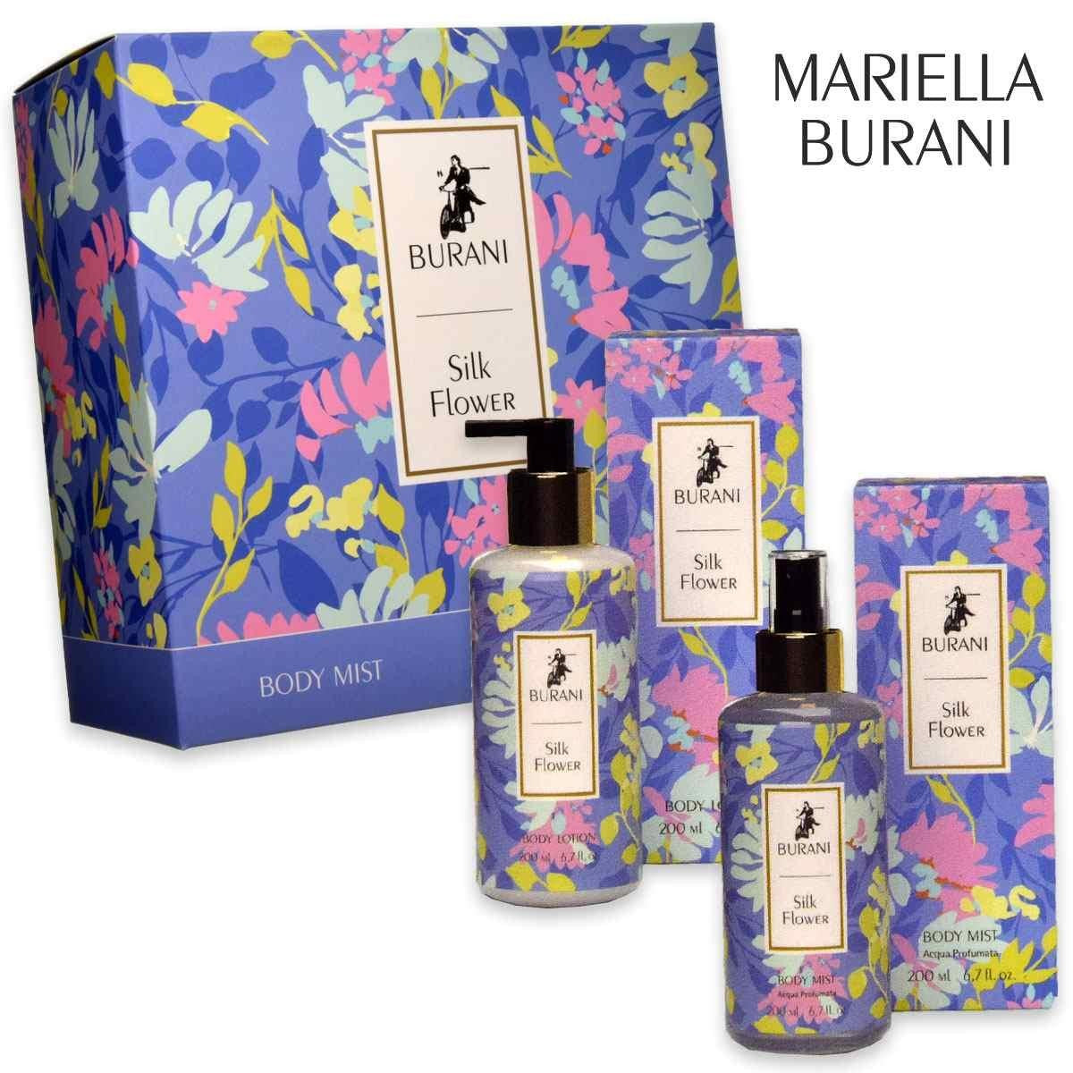 Burani hajustettu vesi 200 ml + vartalovoide 200 ml silkkikukka