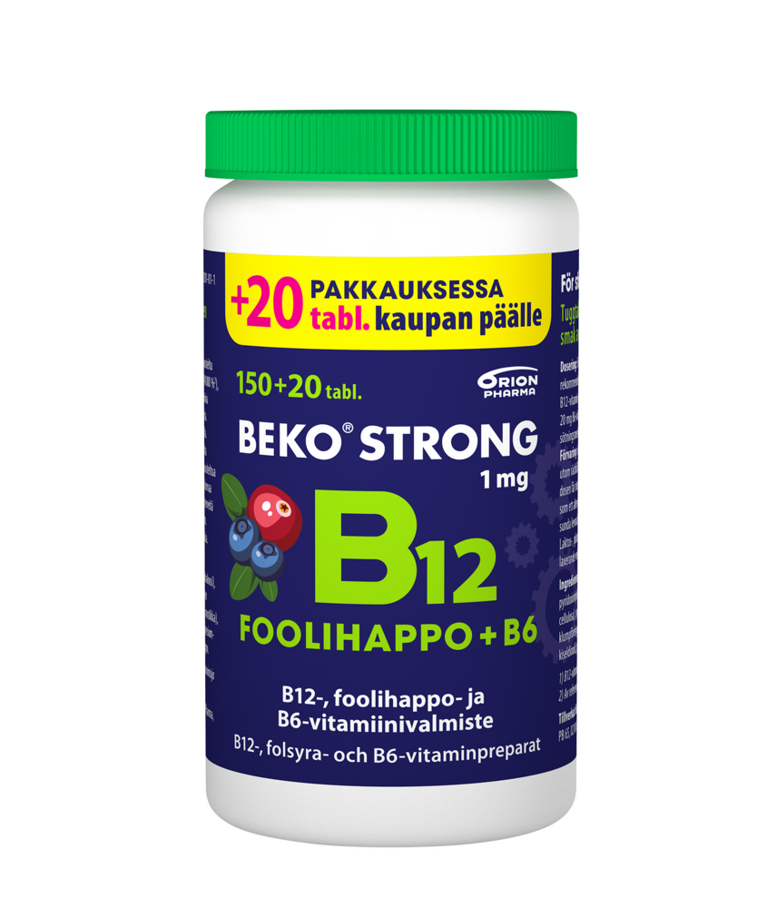 Beko Strong B12+Foolihappo+B6 170 purutabl mustikka-karpalo