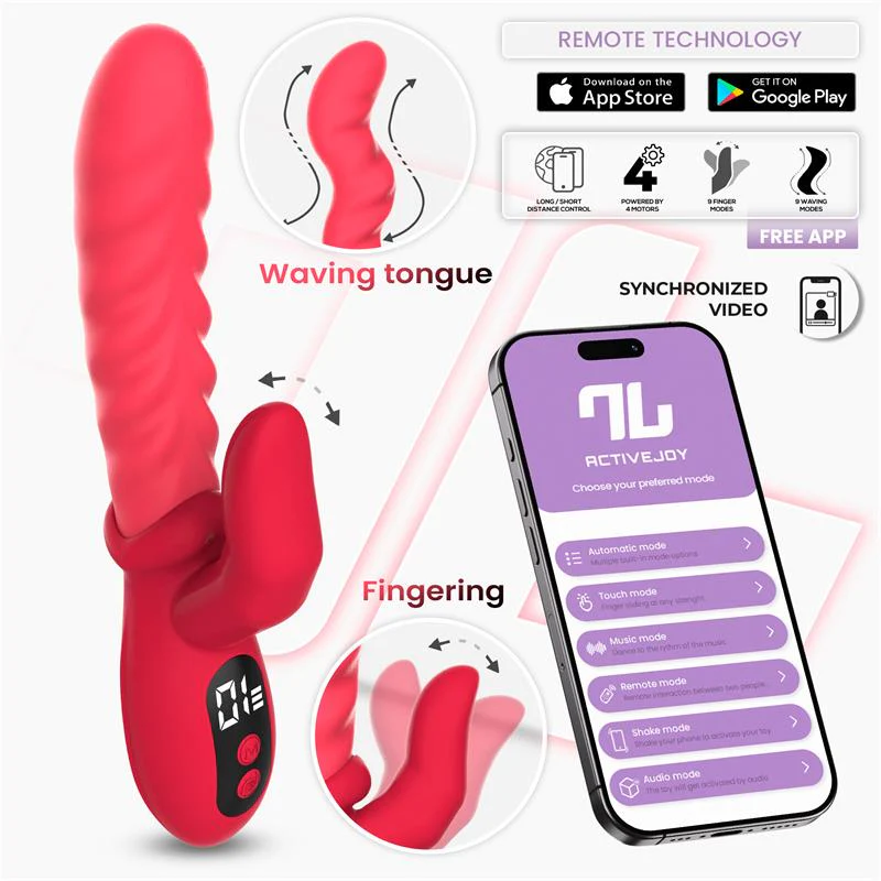 Tingly Vibrator With Finger, Waving & App Sovelluksella ohjattava rabbit-vibraattori