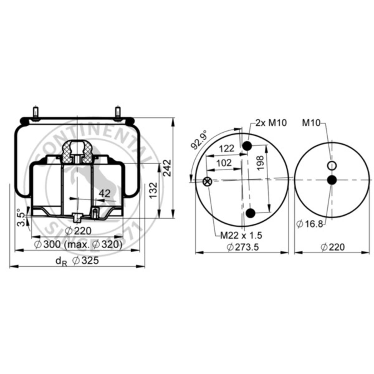Metallipalje, ilmajousitus CONTITECH AIR SPRING 6753 N P02L