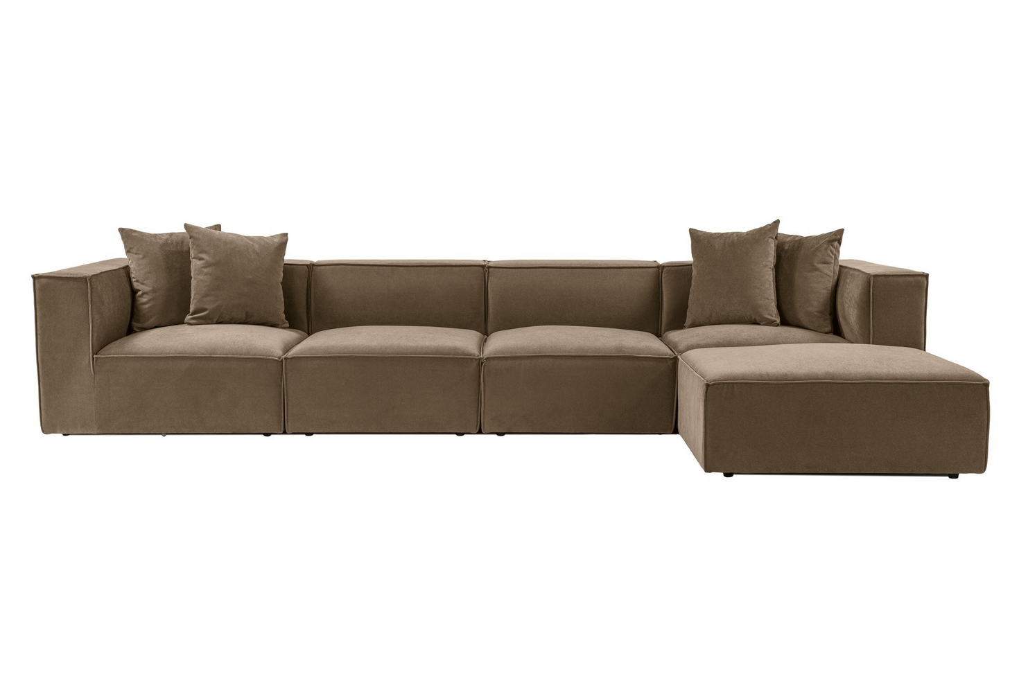 Norda Design Elegantti kulmasohva, ruskea, 350 cm x 190 cm | 100 % hornbeam-runko, 100 % pellava, 32 DNS-vaahto | Sisältää rahin