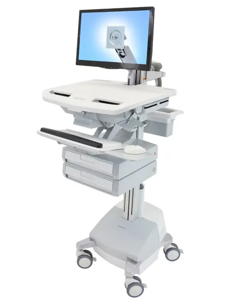 Ergotron StyleView, Alumiini, Harmaa, Valkoinen, Litteä paneeli, Multimediakärry, Alumiini, Muovi, Sinkittyä terästä, 17,7 kg, 61 cm (24)