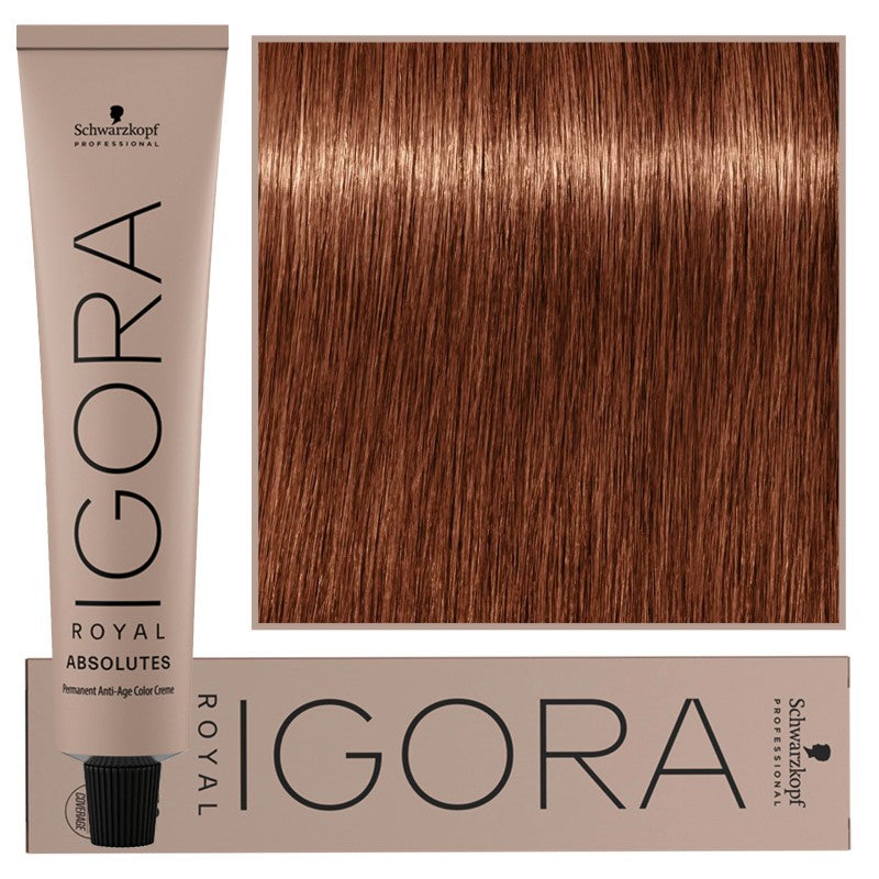 Schwarzkopf Professional Igora Royal Absolutes Pysyvä kollageeniväri hiuksille 60 ml 7-560 | Keskivaalea kullanruskea suklaanvaalea luonnollinen