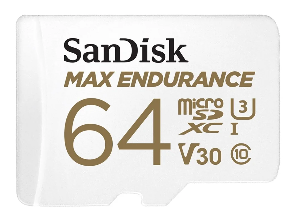 SanDisk Max Endurance 64 Gt MicroSDXC UHS-I U3 V30 A2 -muistikortti + SD-adapteri, valkoinen