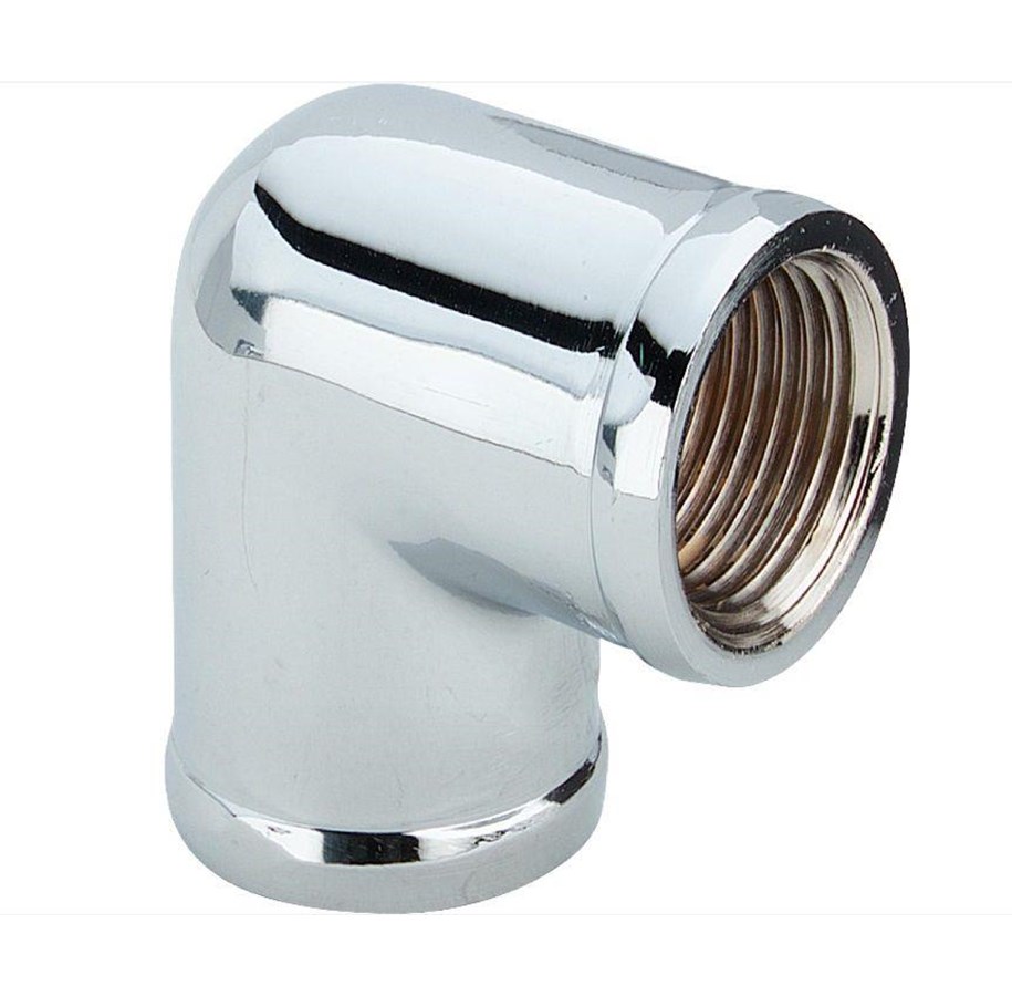 Kulma 90° hylsy/muhvi messinki kromattu 1/2