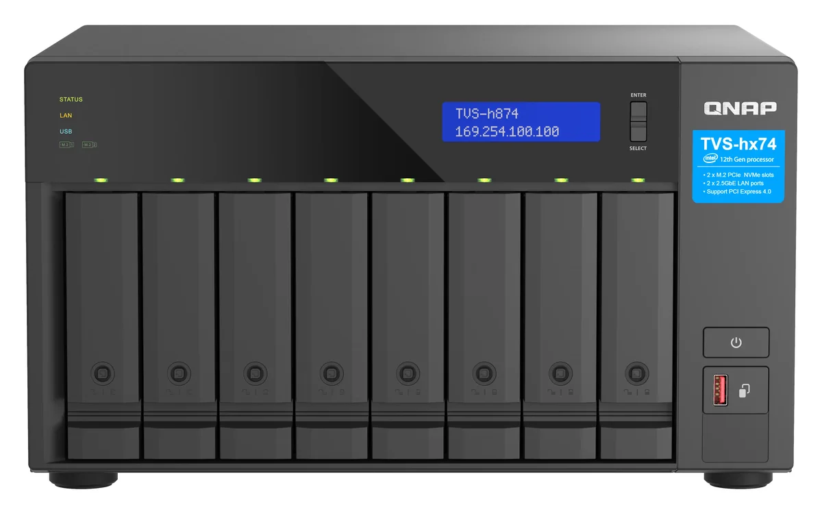 QNAP TVS-h874-i7-32G - 8-paikkainen tornimallinen verkkotallennusjärjestelmä, Musta