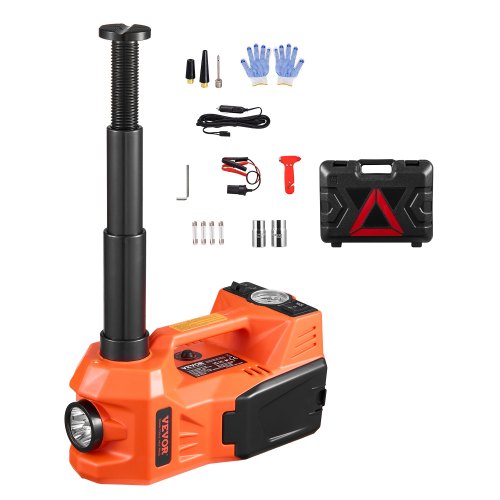 VEVOR Electric Car Jack, 5 Tons /11000 lbs, Electric Scissor Jack with Built-In Inflator, 12V Adjustable Tire Change Replacement with Secure Hammer & LED Light, Portable Jack kit for Sedan, SUV, Truck