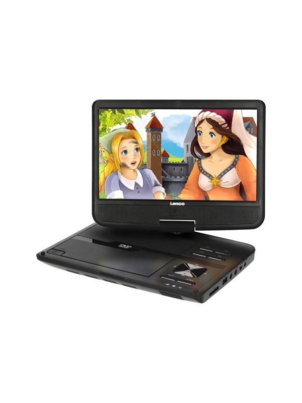 Lenco Kannettava 10" DVD-soitin USB:llä -kuulokkeet-ripustuskannatin Musta