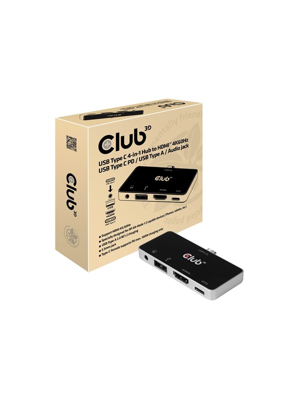 CLUB3D csv-1591 Dockning USB 3.2 Gen 1 (3.1 Gen 1) Type-C Svart, Krom