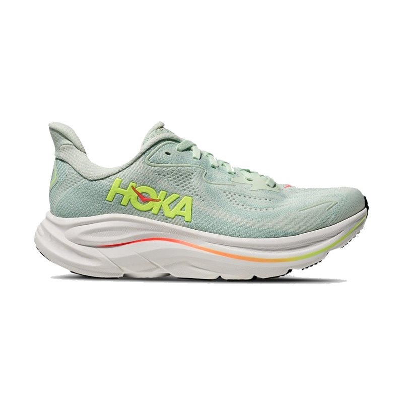 Hoka W Clifton 10 Wide Sea Glass/Neon Flame - 38