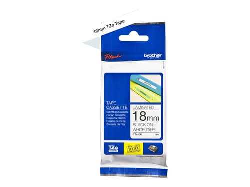Brother Tape 18mm Tze-241 Musta/valkoinen
