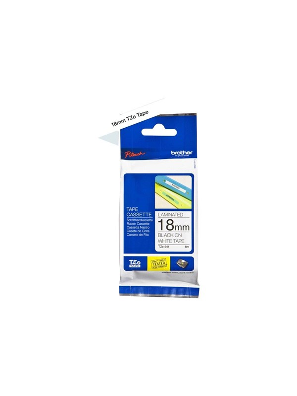 Brother Tape 18mm Tze-241 Musta/valkoinen