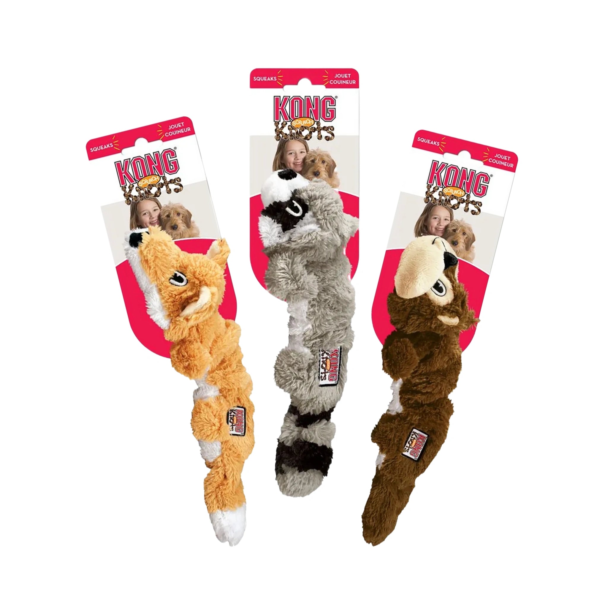 Kong Scrunch Knots - Vinkuva pehmolelu M/L, Orava