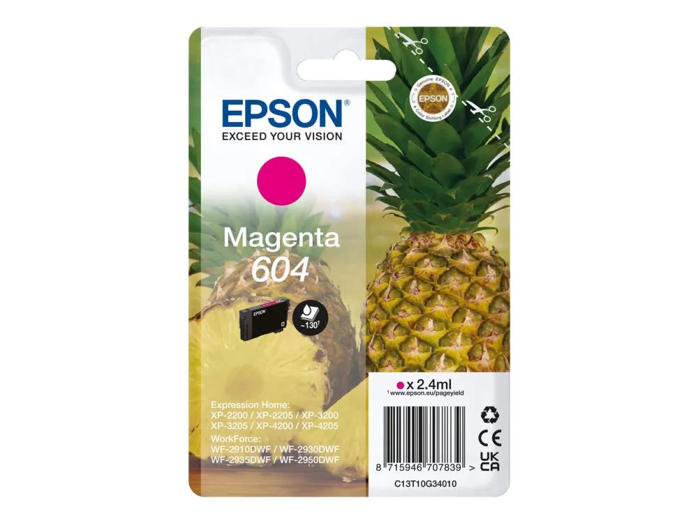 Epson 604 Pineapple-mustekasetti, 2.4 ml, magenta