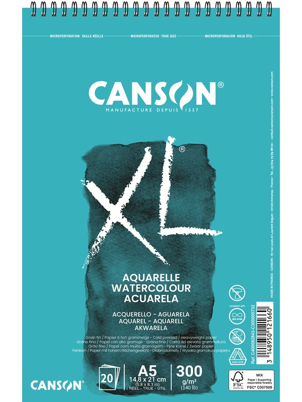 Canson XL Aquarelle CP A5 300G Spiral 20 SH