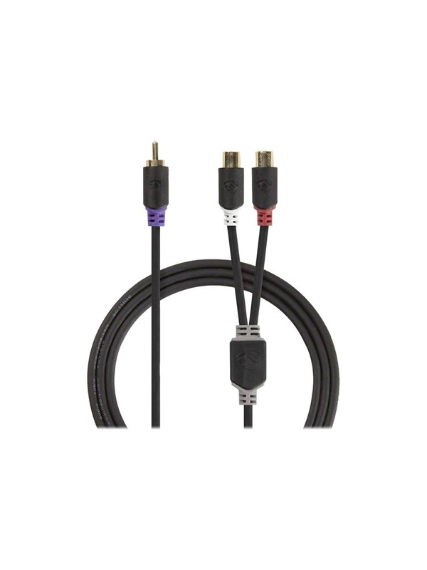 Nedis Subwoofer Kaapeli | RCA Uros | 2x RCA Naaras | Kullattu | 0.20 m | Pyöreä | 4.0 mm | Antrasiitti | Laatikko