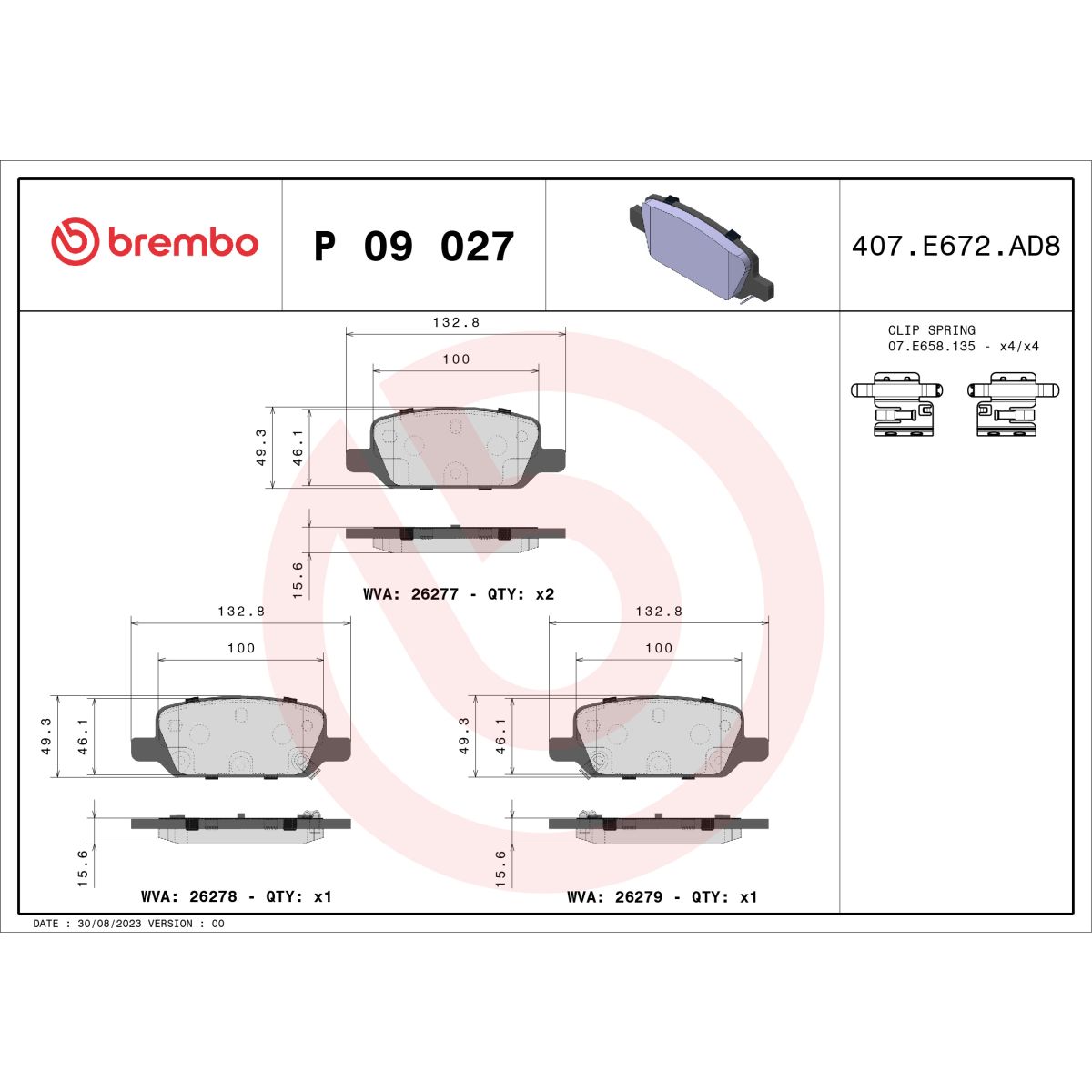 Jarrupalat, levyjarru BREMBO P 09 027