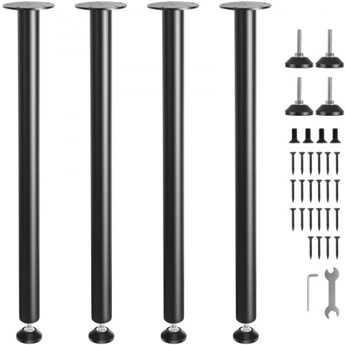 VEVOR 762MM Adjustable Desk Legs, Reinforced Steel Office Table Furniture legs Set of 4 for DIY, 544.3KG Load Capacity Heavy Duty Desk Legs, Quick Instalation Legs with Adjustable Foot Cup Black