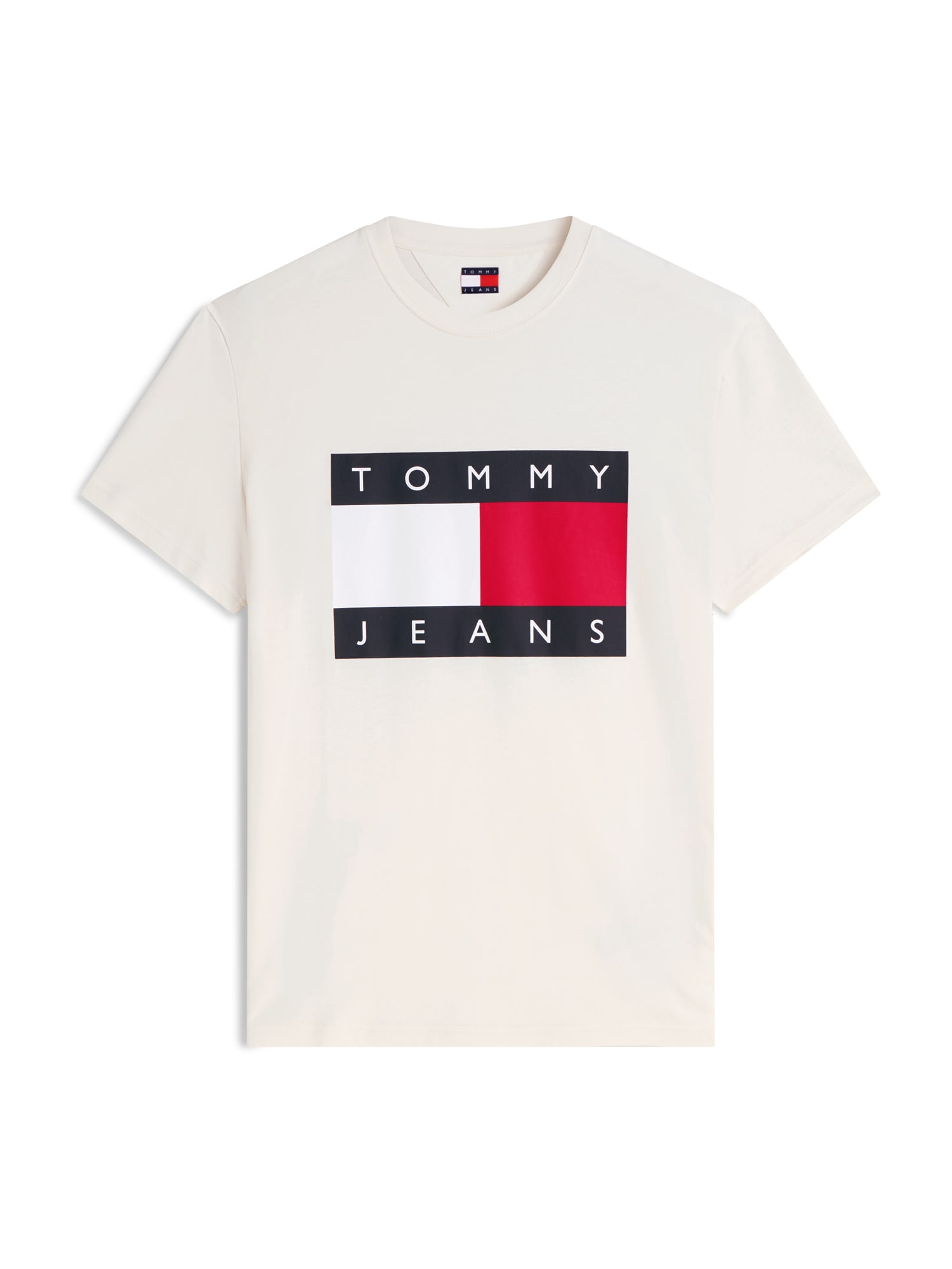 Tommy Jeans Paita 'Flag Badge' beige / punainen / musta / valkoinen