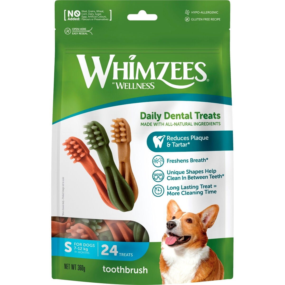 Whimzees Toothbrush Star S hammashoitoherkku, 24 kpl