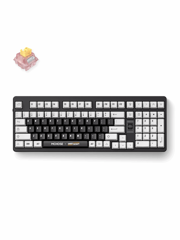 MCHOSE x Unbox Therapy - UT98 Silent Peach V3 (Classic Therapy) - Pelinäppäimistö - Englanti (US) - Musta