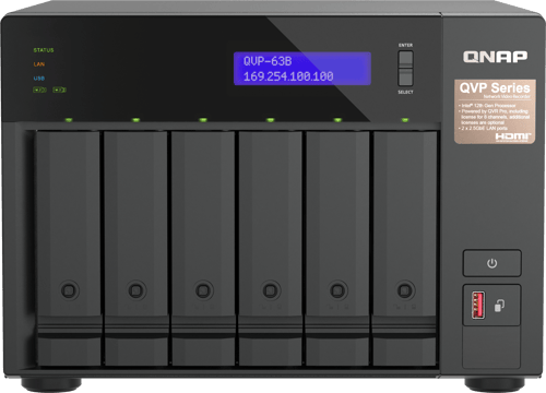 Qnap Qvp-63b Nas- Ja Tallennuspalvelimet Tower Intel® CoreTM I3 16 Gb Ddr4 0 Tb Musta