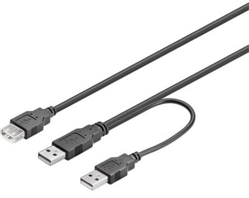 DELTACO USB-virtahaaroitin, 2x Type A ur, 1x Type A na, 0,3m, musta