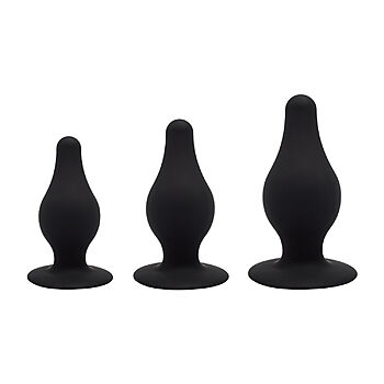 Silexd - Anaalitappisetti premium silikoni, kolme eri kokoa, laadukas, imukupeilla, musta