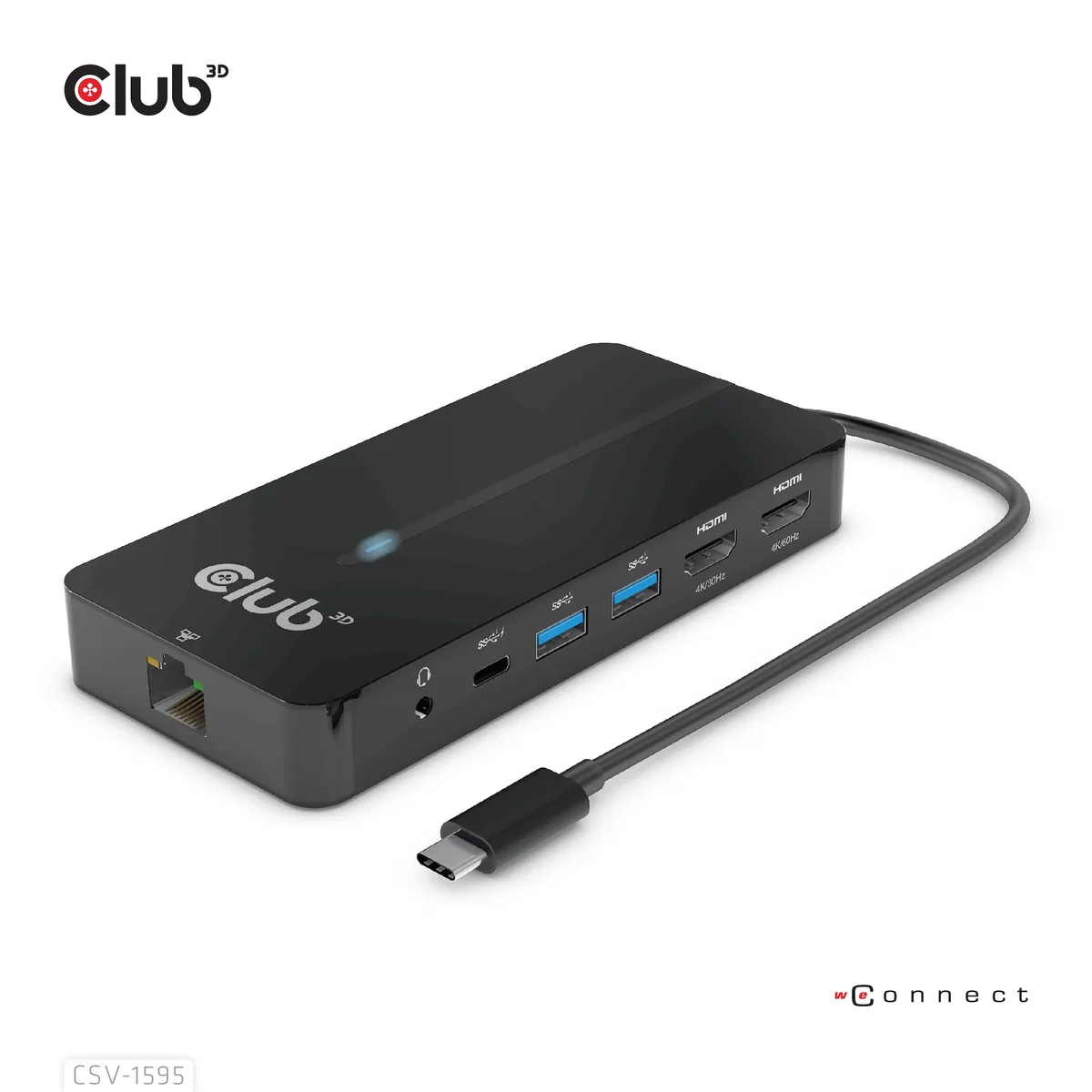 Club 3D CSV-1595 - telakointiasema - USB-C 3.2 Gen 1 - 2 x HDMI - GigE