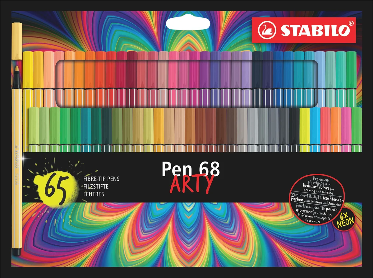 STABILO - Pen 68 ARTY cardboard wallet of 65 colors