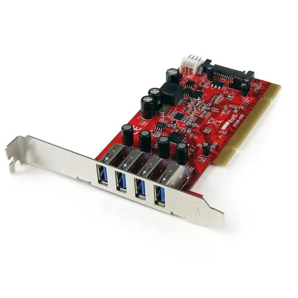 StarTech.com PCIUSB3S4 4-porttinen USB 3.2 Gen 1 PCI-laajennuskortti - Punainen